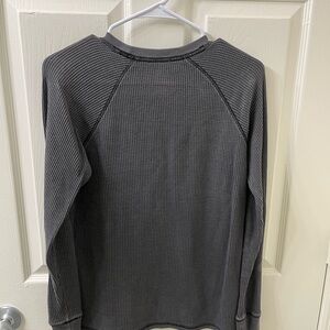 Gray Waffle Knit Long Sleeve Shirt